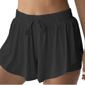 Women's Flowy Black Shorts With Spandex Underneath